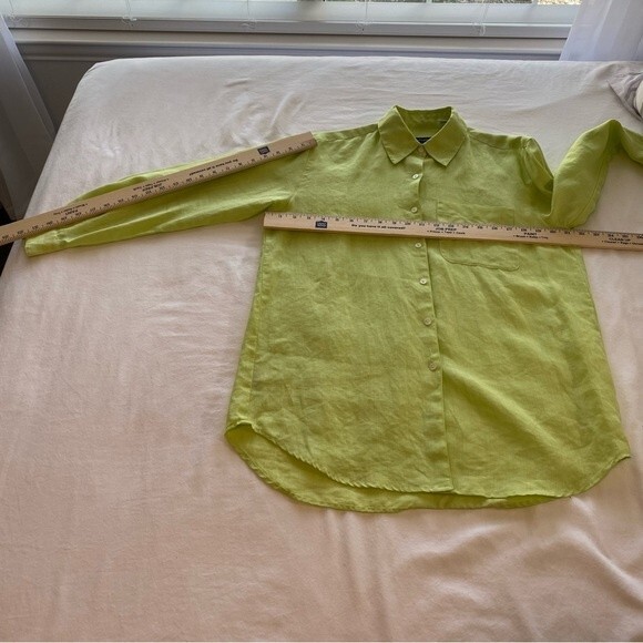 NWOT  Liz Claiborne Linen Lime Green Button Top w/Unique Belt Rare Size S - Picture 10 of 10